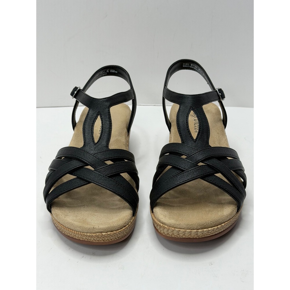 Easy Street Women's Lua Wedge Heel Sandals Black Size 8.5M NWT/BOX